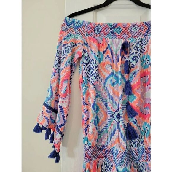 Lilly Pulitzer "Joelle" Off The Shoulder Tunic Dress Printed Smocked XS - Picture 3 of 9